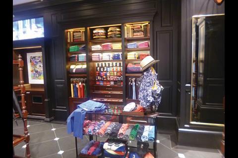 Hackett goes to great pains to emphasise its Britishness with Union Jack flags, vintage gin adverts  and stuffed animals.